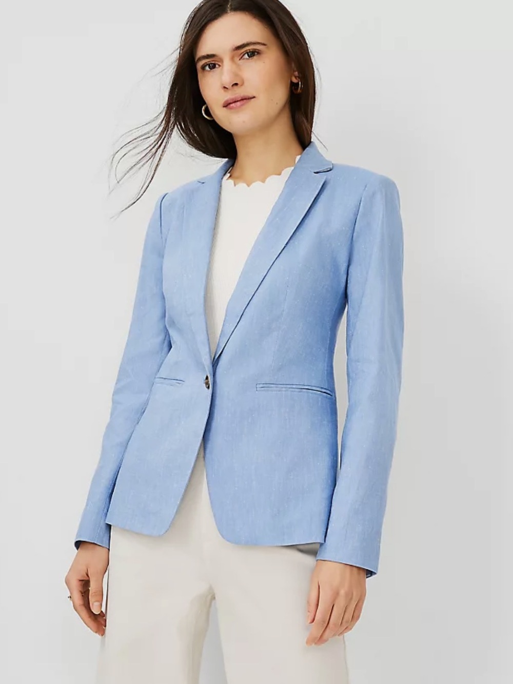 Ann Taylor Blue Chambray Blazer